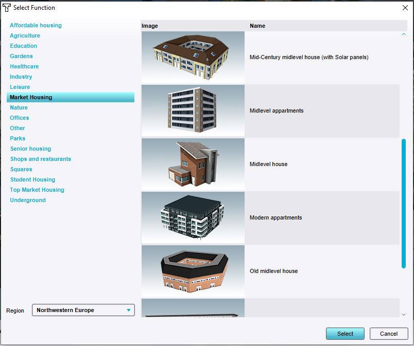 Use the Function selector to select the desired Function.