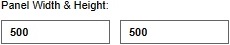 Input fields for the panel size.