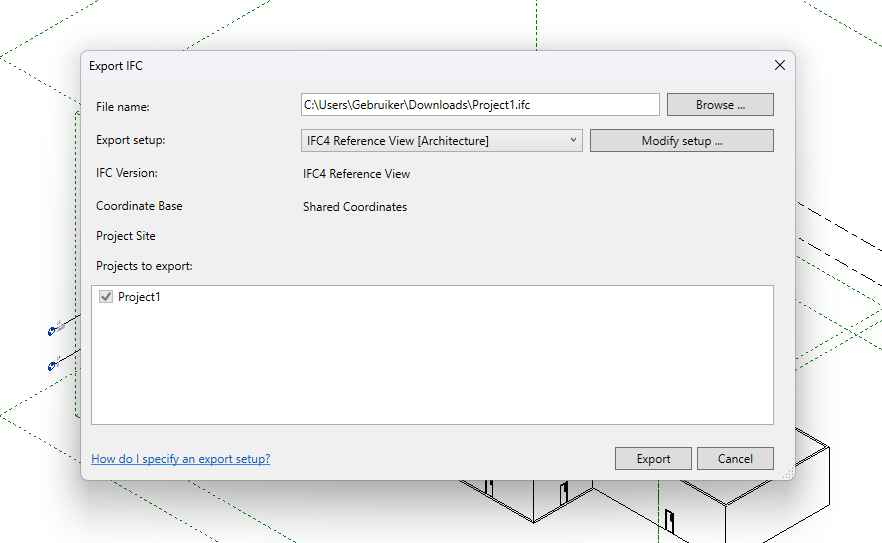 Revit export dialog