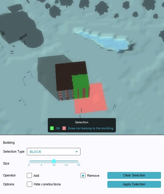 Validity of a selection when removing the building.