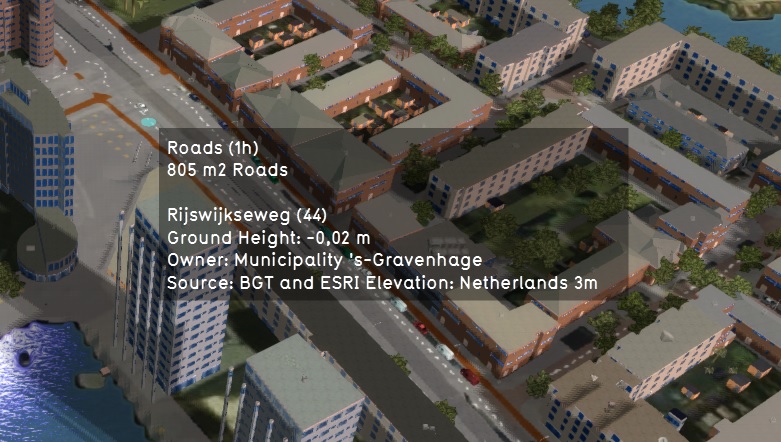The hover panel. when clicking any location in the project area in the 3D Visualization, it appears to provide information about the area indicated.