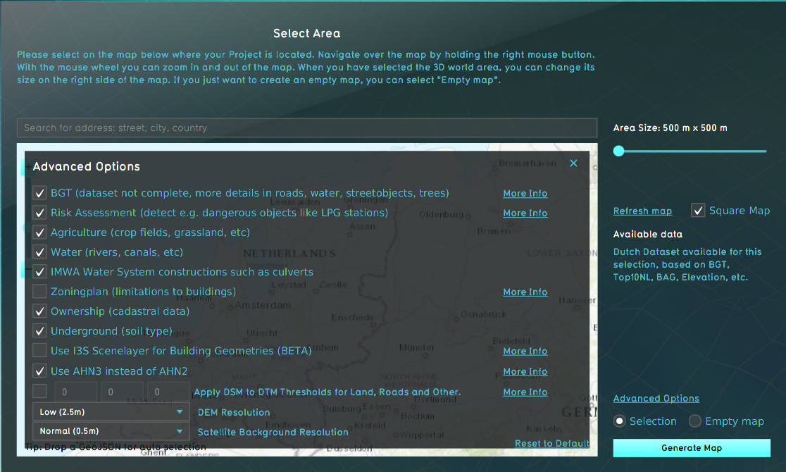 Area properties based on public data pertaining the selection (default)